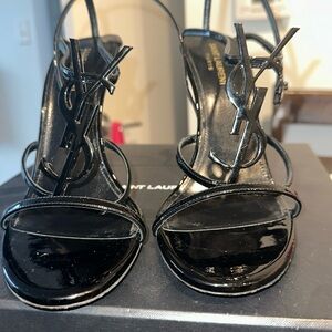 opyum YSL patent ankle strap sandal